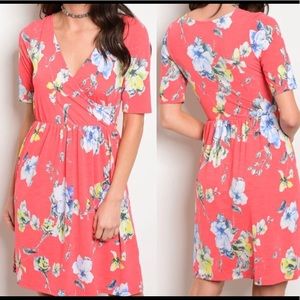 NWT Coral Floral Midi Dress